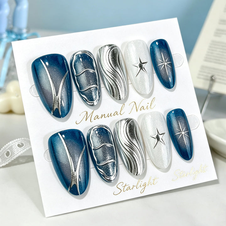 Artistic Gel Press-On Nail Design