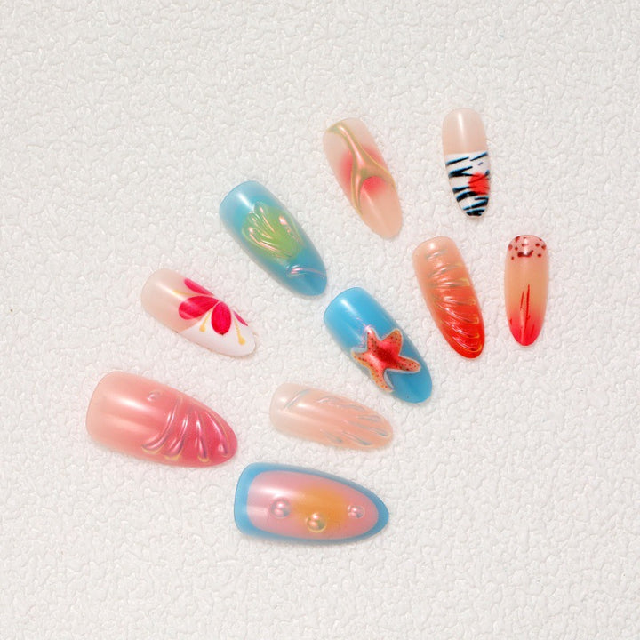 Artistic nail tips with maritime motifs Stornfield