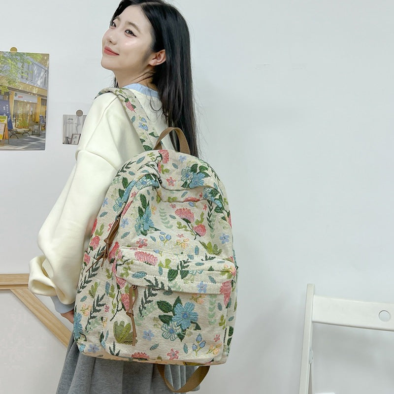 Floral Patterned Canvas Backpack Stornfield