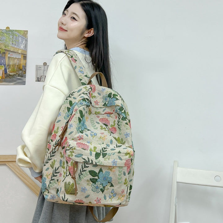 Floral Patterned Canvas Backpack Stornfield