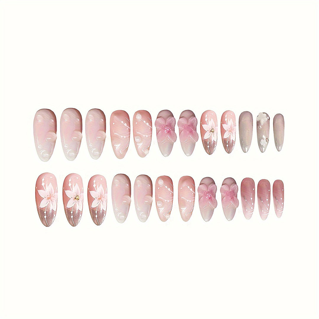 Floral-Themed Press-On Nail Art Stornfield