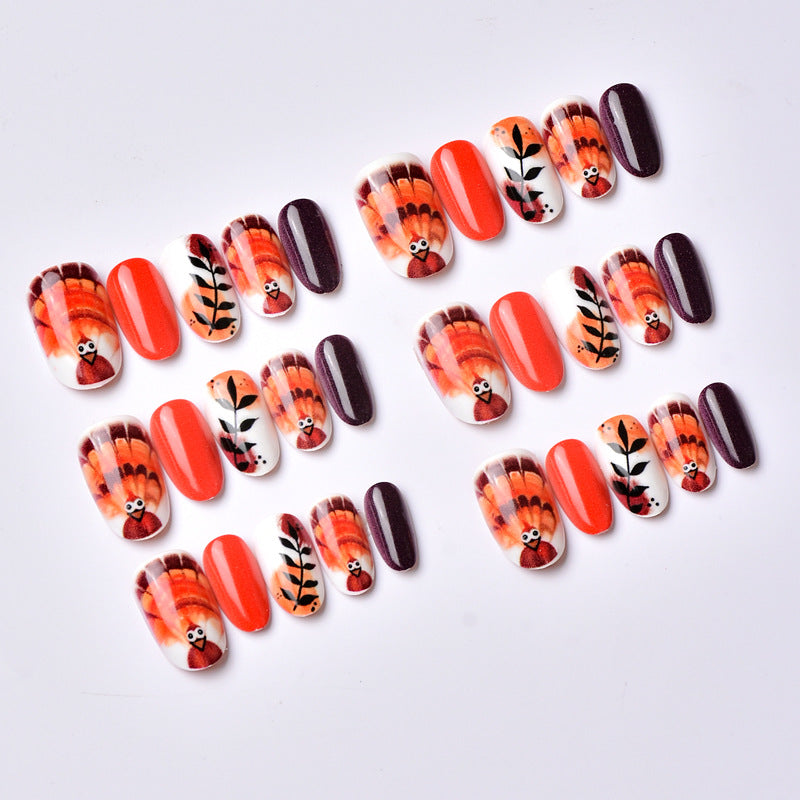Fall-Themed Decorative Press-On Nail Art Set Stornfield