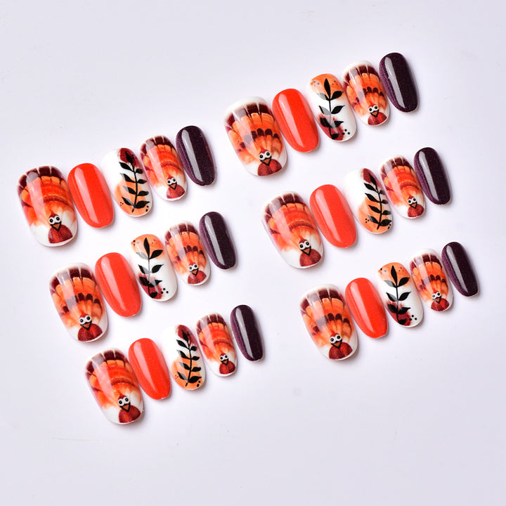 Fall-Themed Decorative Press-On Nail Art Set Stornfield