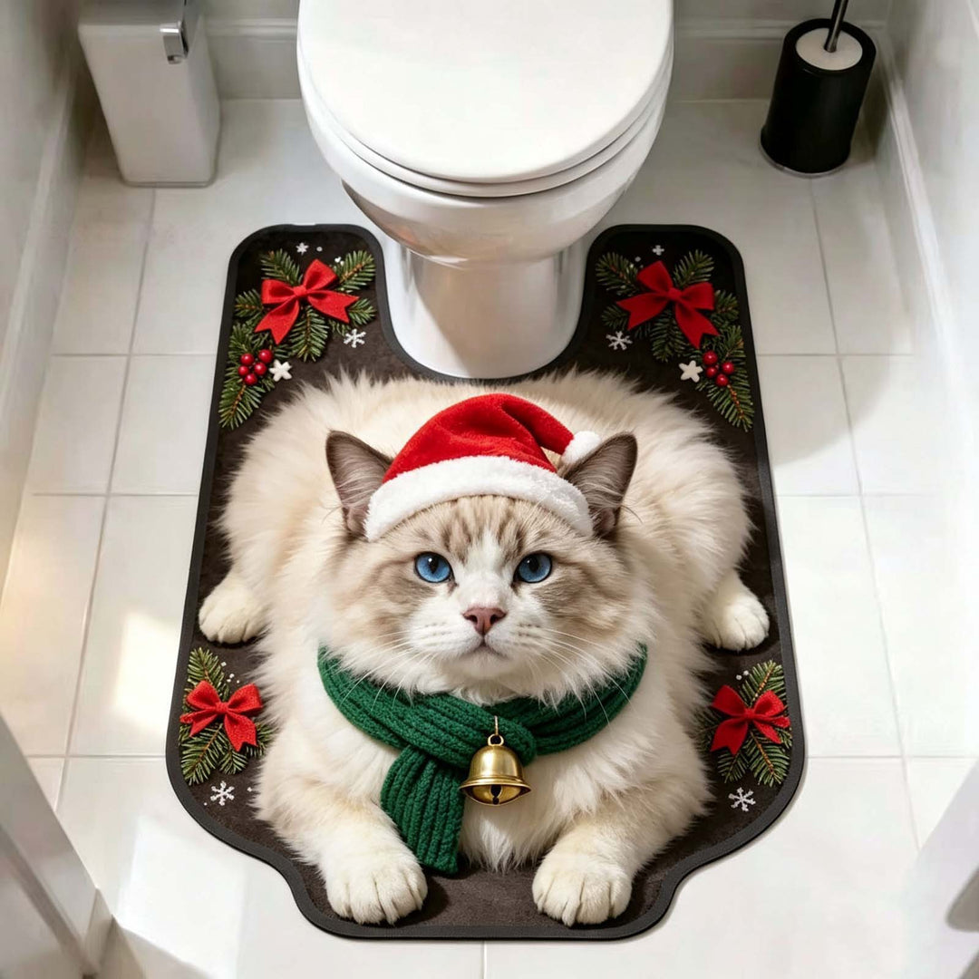 Holiday Cat-Themed Bath Mat