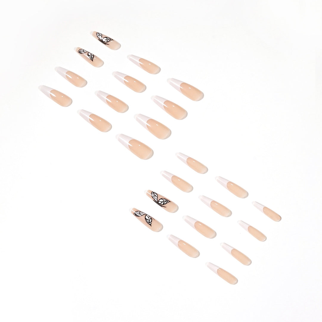 Artful Nail Extensions with Marbled Leaves Stornfield