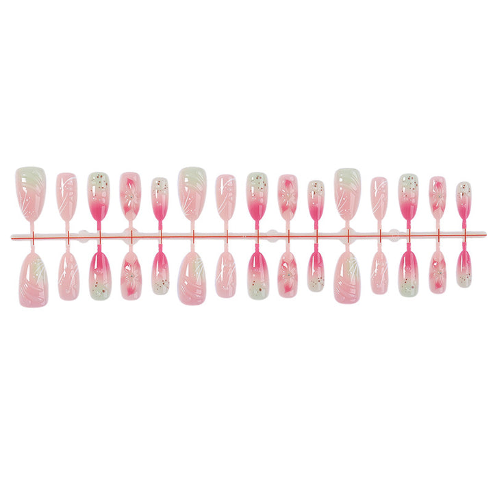 Artistic Press-On Nail Set with Floral Designs Stornfield
