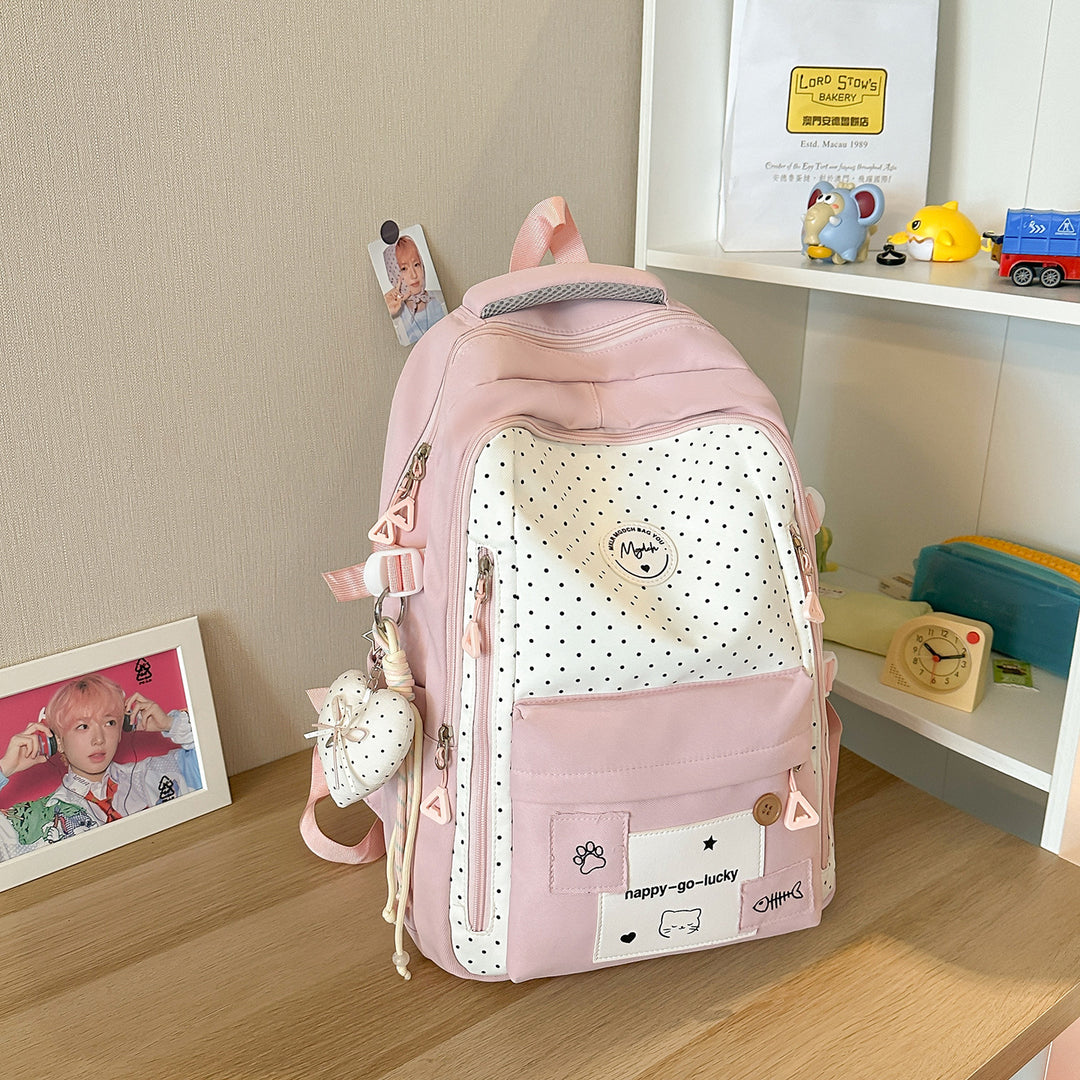 Playful Polka Dot Casual Backpack Stornfield