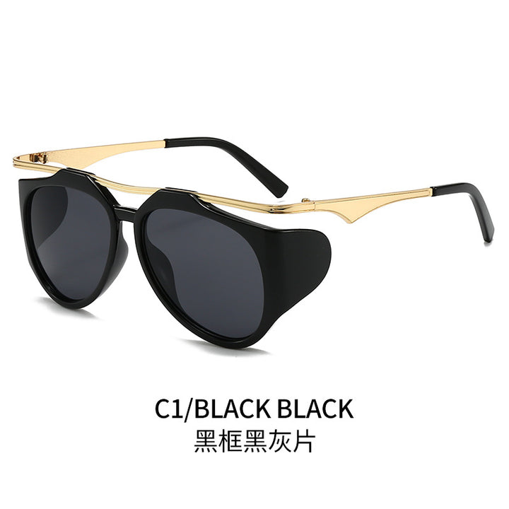 Ladies Fashion Sport Sunglasses with Oversized Frame and Golden Accents Stornfield