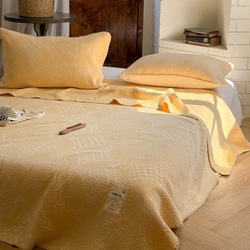 Quilted Cotton Jacquard Bedspread and Pillow Shams Set