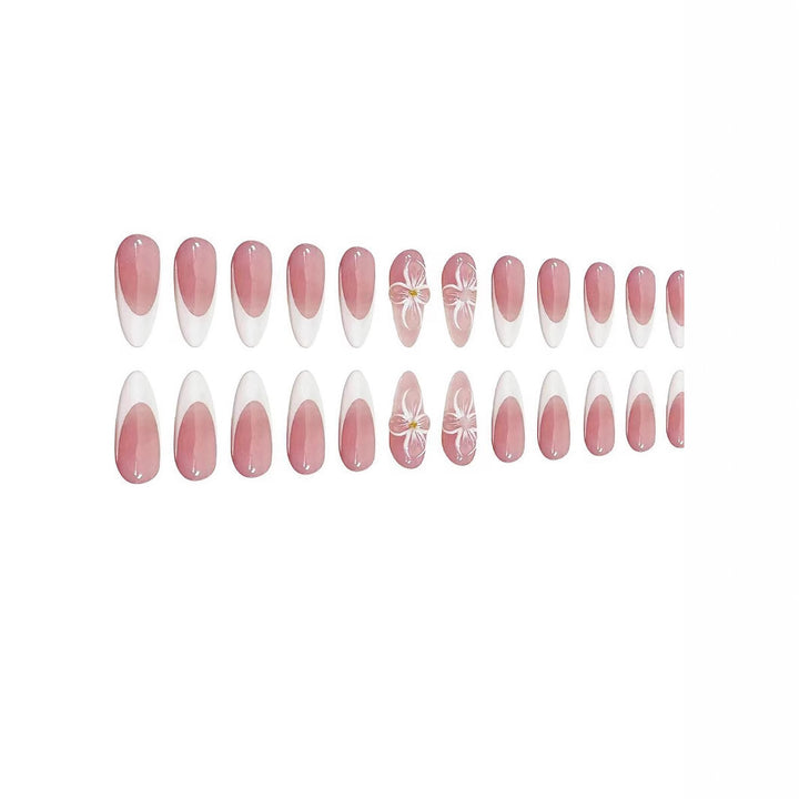 Elegant Floral French Tip Press-On Nails Stornfield