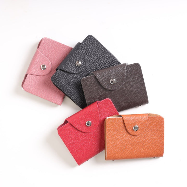 Compact Textured Leather Card Wallet