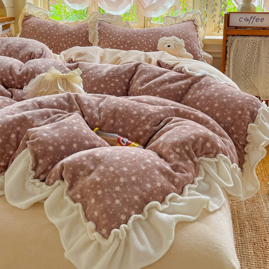 Soft Ruffled Floral Comforter Set