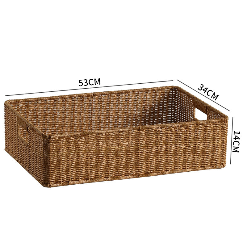 Large Handwoven Rectangular Storage Basket with Cutout Handles Stornfield