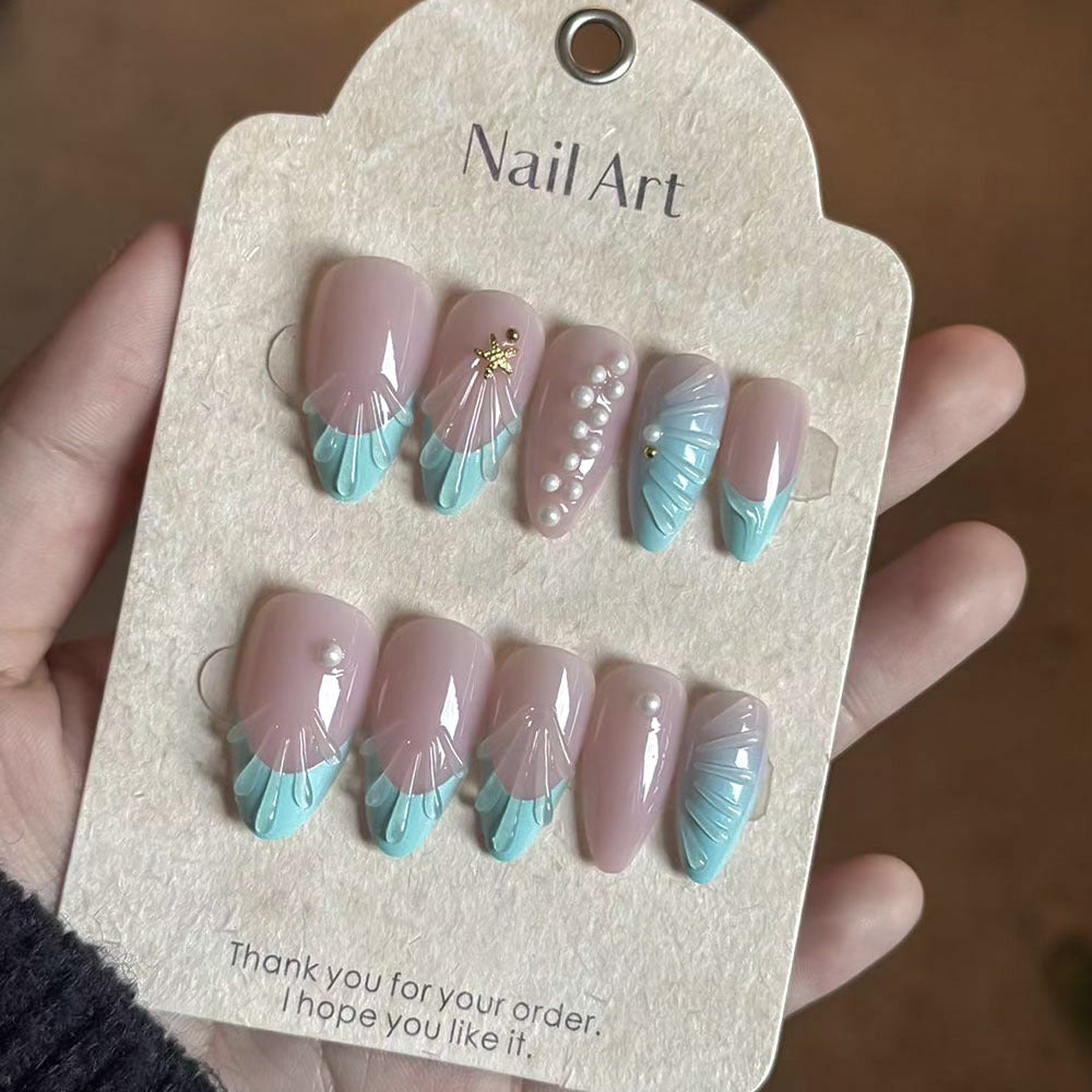 Artistic Ocean-Inspired Press-On Nail Set Stornfield