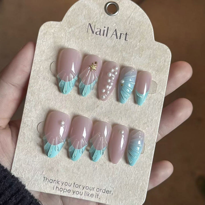 Artistic Ocean-Inspired Press-On Nail Set Stornfield