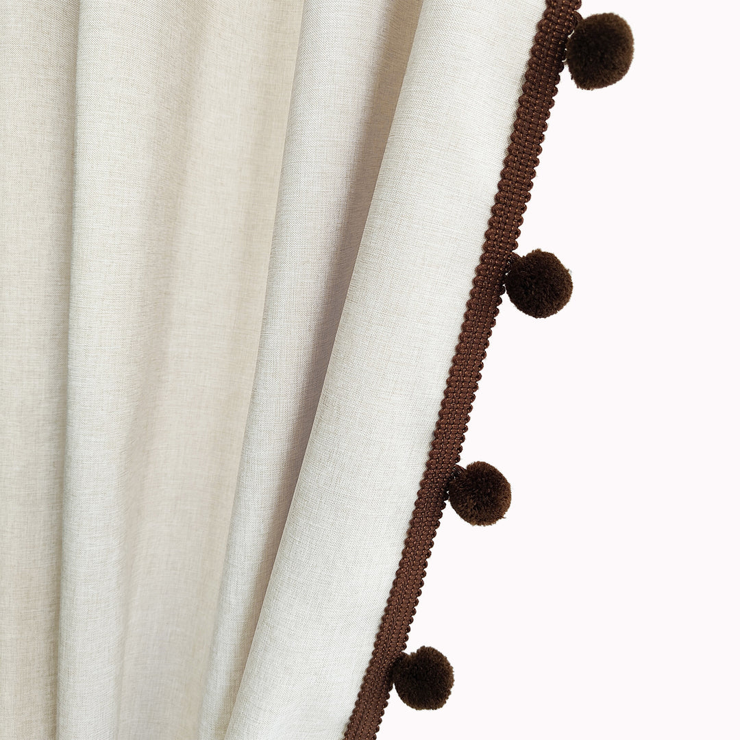 Textured Pom Pom Trim Shower Curtain Stornfield