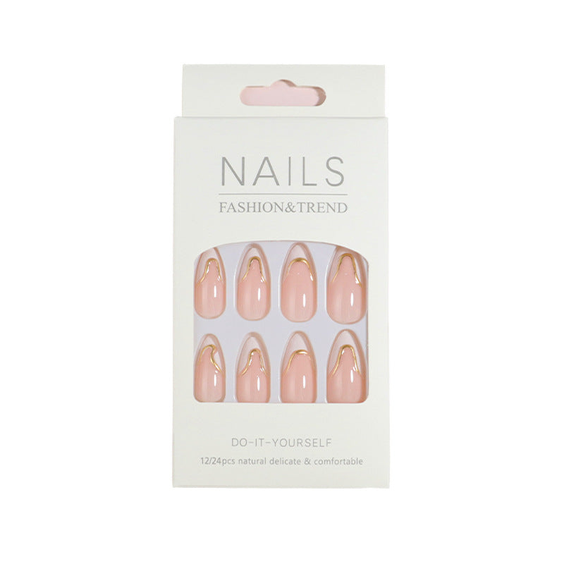 DIY Press-On Nail Set with Elegant Gold Accents Stornfield