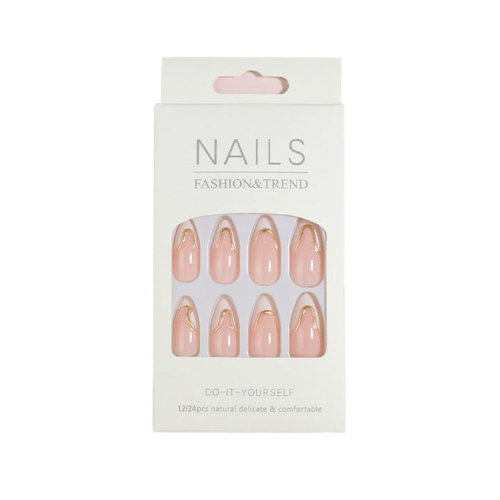 DIY Press-On Nail Set with Elegant Gold Accents Stornfield