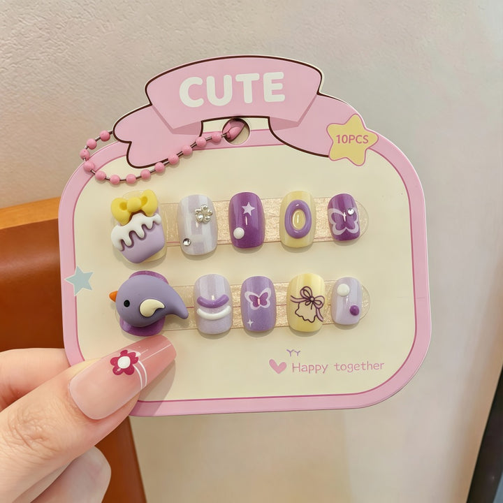 Playful artificial nail set with colorful designs Stornfield
