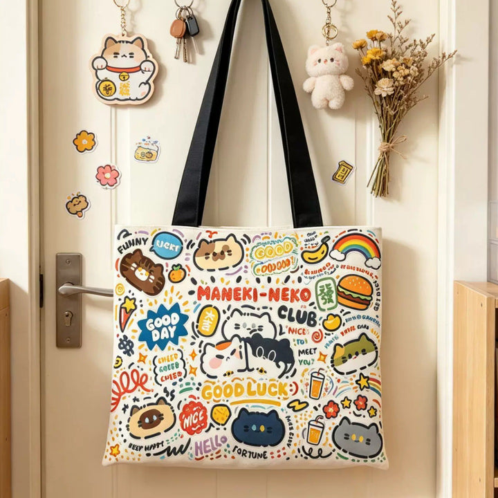 Trendy Illustrated Canvas Tote Bag