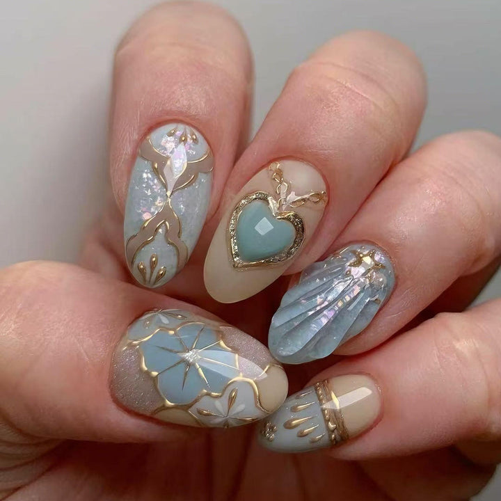 Artistic Heart-Inspired Press-On Nail Art Stornfield
