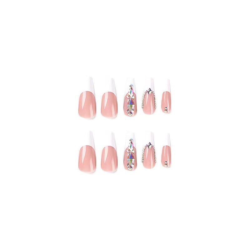 Acrylic nail set with elegant rhinestone decorations Stornfield