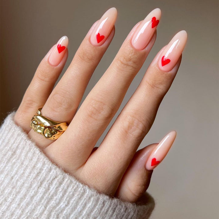 Acrylic nail set with stylish heart designs Stornfield