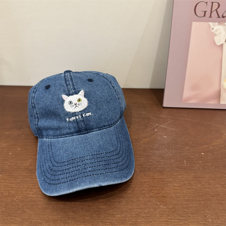 Women's Casual Cotton Baseball Cap with Cat Embroidery Stornfield