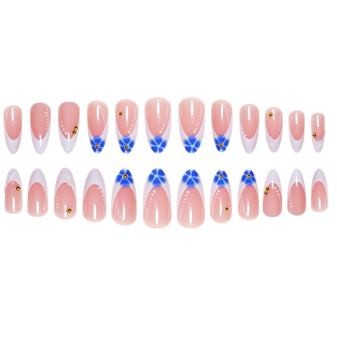 Sculpted French Tip Press-On Nail Extensions with Gem Accents Stornfield