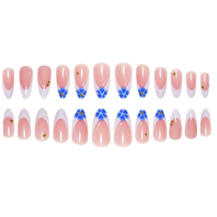 Sculpted French Tip Press-On Nail Extensions with Gem Accents Stornfield