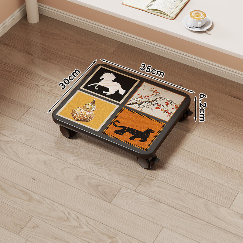 Low-Profile Wheeled Under-Bed Storage Tray with Cartoon Non-Slip Top