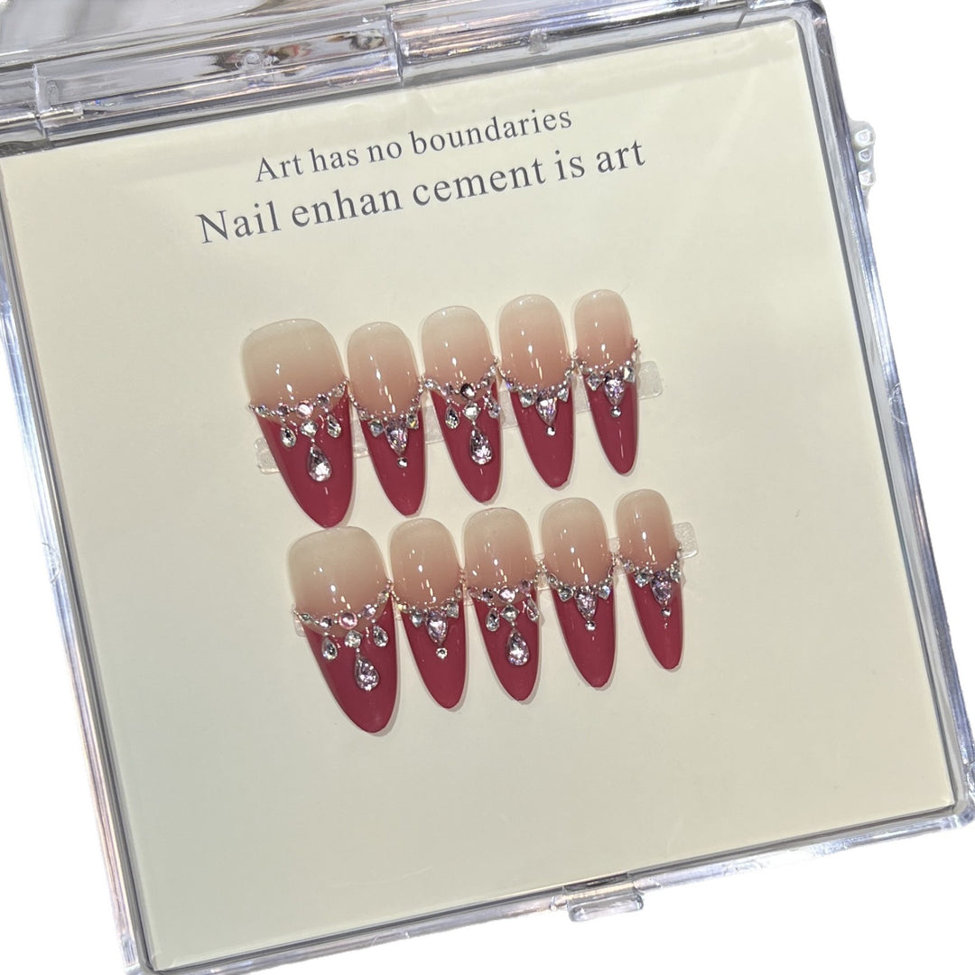 Glamorous Rhinestone-Accented Stiletto Press-On Nails