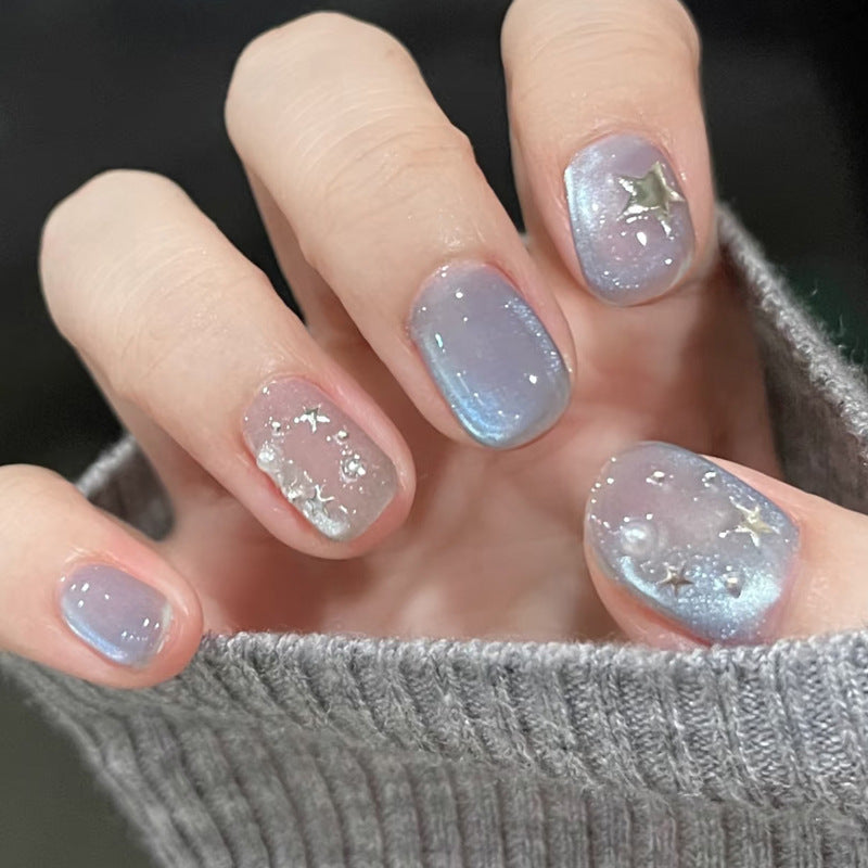 Artistic Press-On Nail Set with Celestial Theme Stornfield