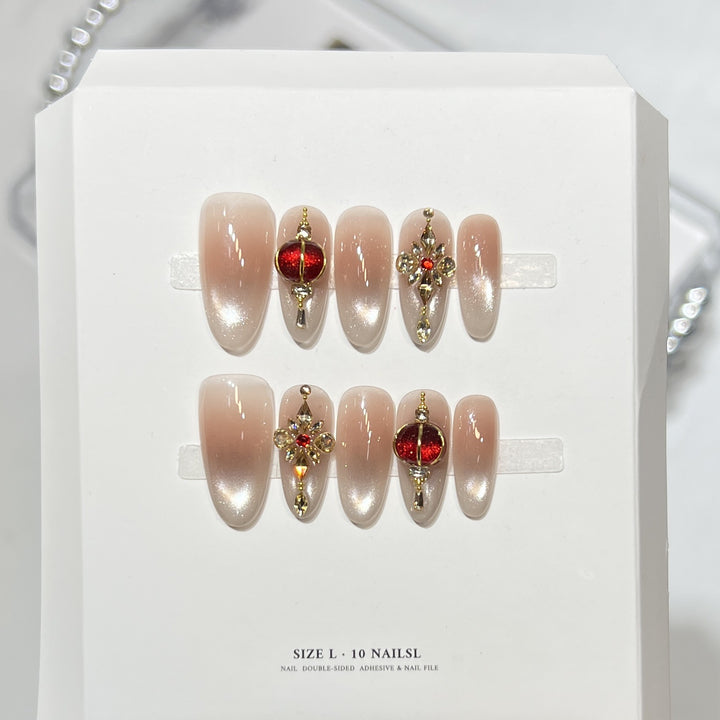 Artistic Press-On Nail Set with Elegant Floral Design Stornfield