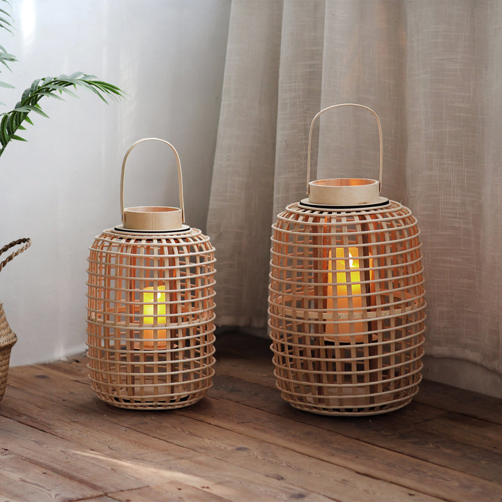 Rustic lantern made of woven material Stornfield
