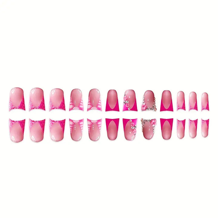 Glamorous Nail Art Set with Floral and Rhinestone Accents Stornfield