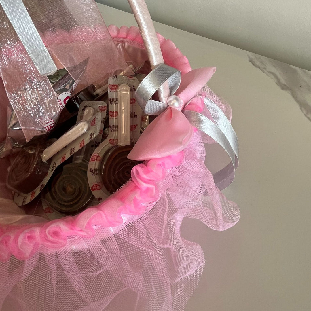 Ladies Festive Storage Basket with Tulle Decoration Stornfield