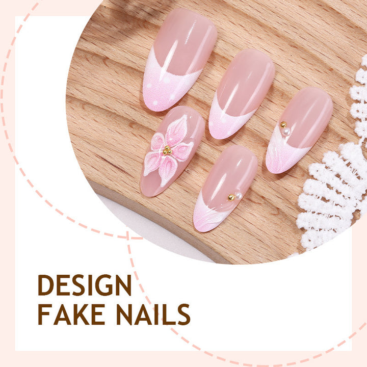 Creative Nail Art Set with Delicate Flower and Glitter Details Stornfield