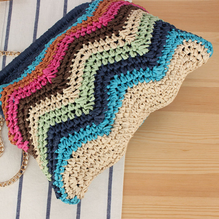 Handcrafted shoulder bag with cheerful wave pattern Stornfield