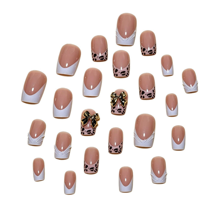 Artistic Premium Leopard and Bow-Embellished Press-On Nail Tips Stornfield