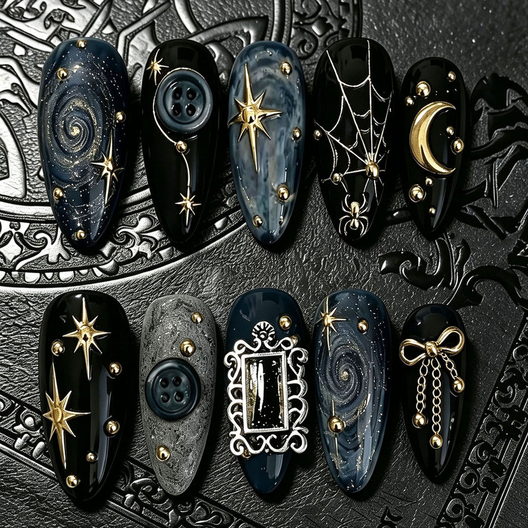 Celestial Themed Press-On Nail Art Stornfield