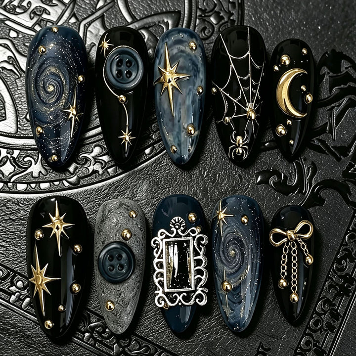Celestial Themed Press-On Nail Art Stornfield