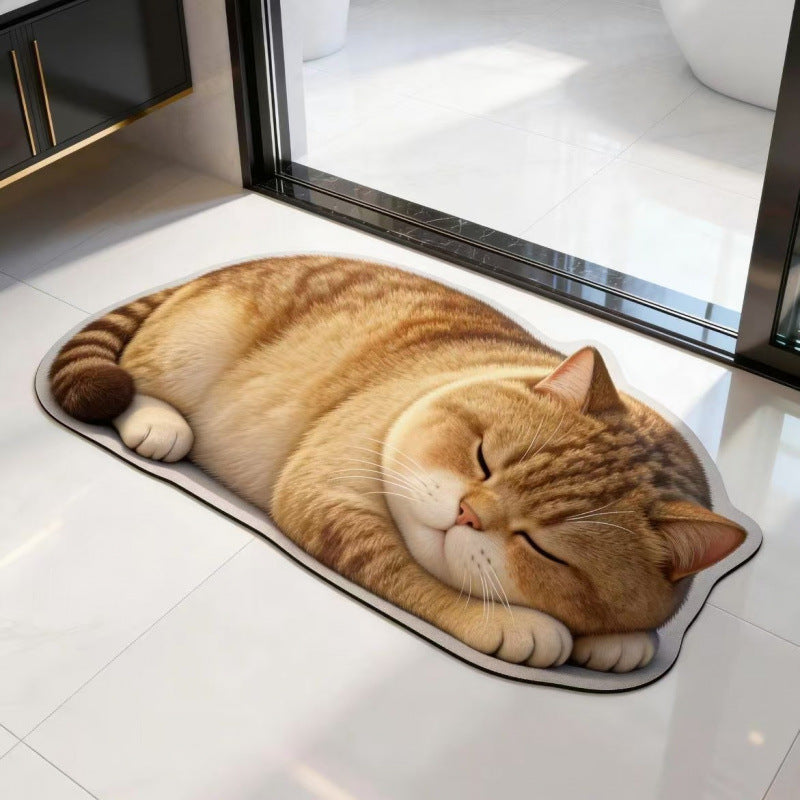 Cat-Shaped Plush Bath Mat