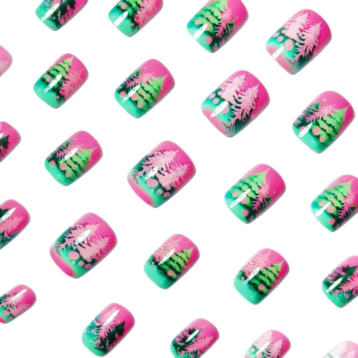 Artificial nails with festive Christmas tree design Stornfield