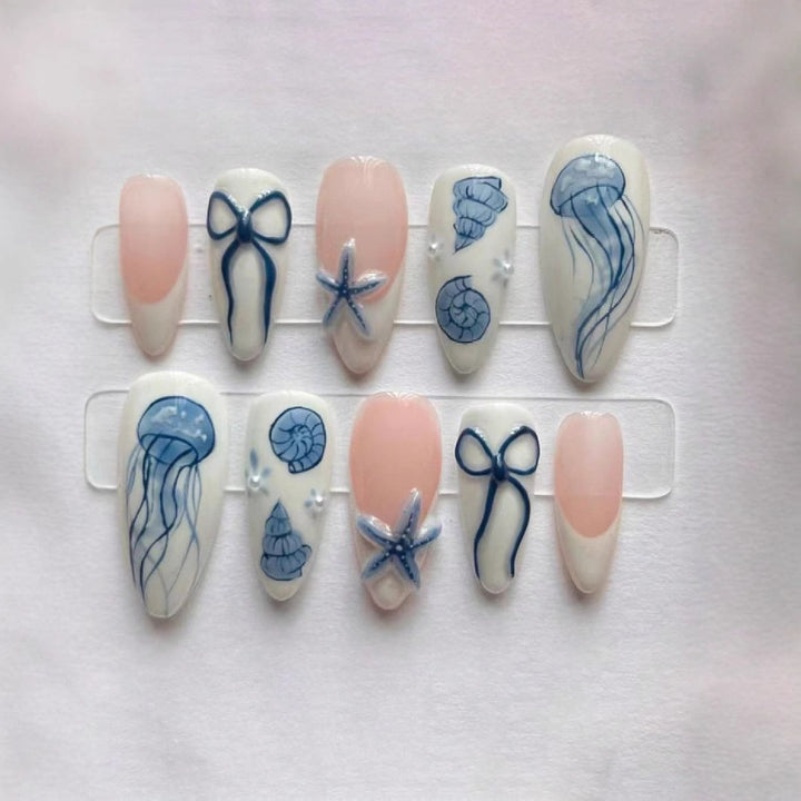 Artistic Jellyfish-Themed Press-On Nails Stornfield