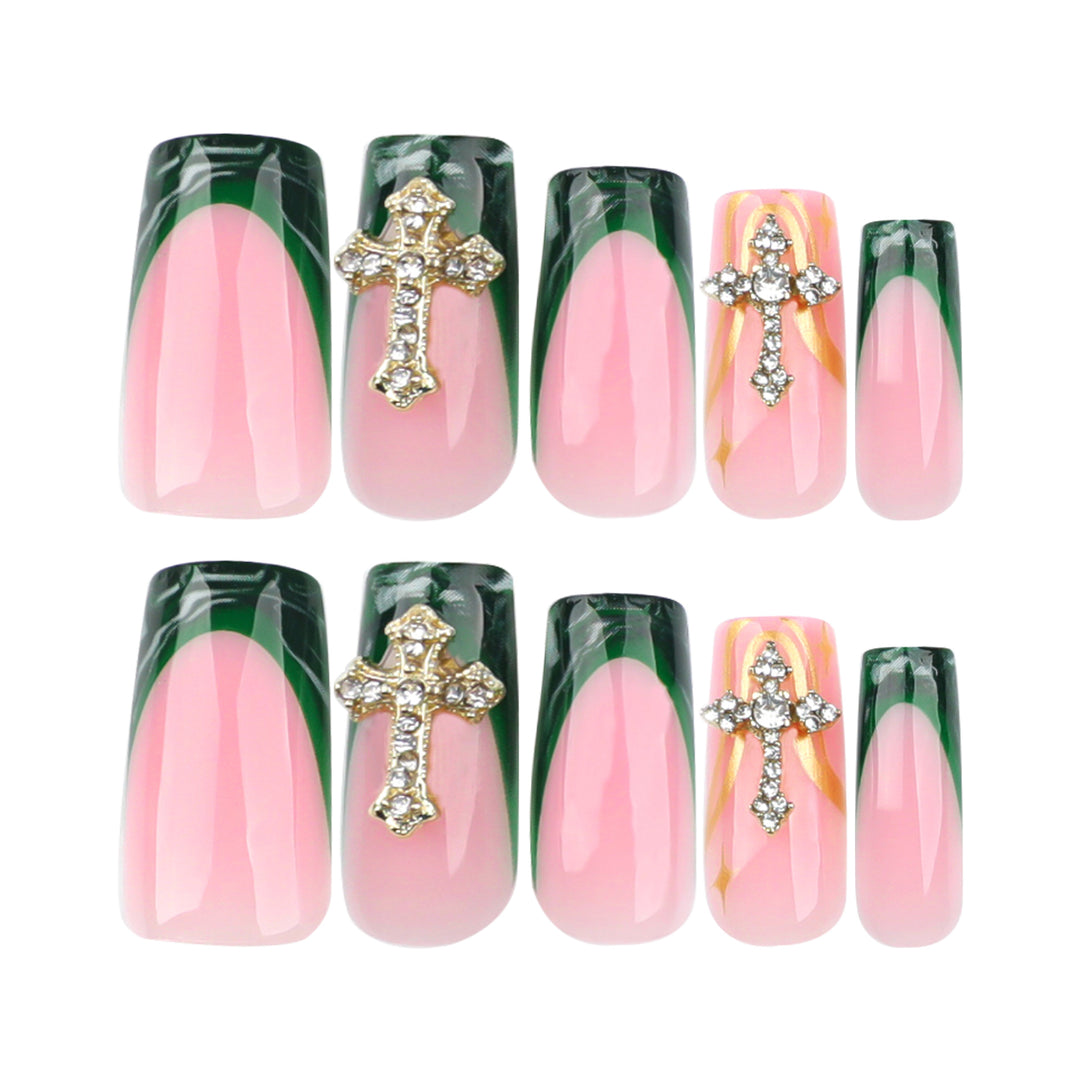 Artful Nail Extensions with Luxurious Decorative Design Stornfield