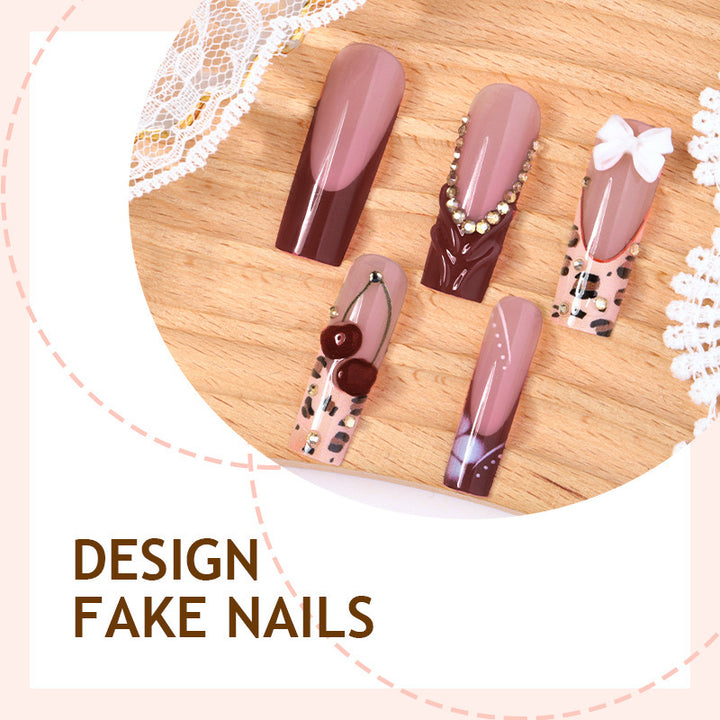 Artificial nail set with elegant flower and glitter effects Stornfield