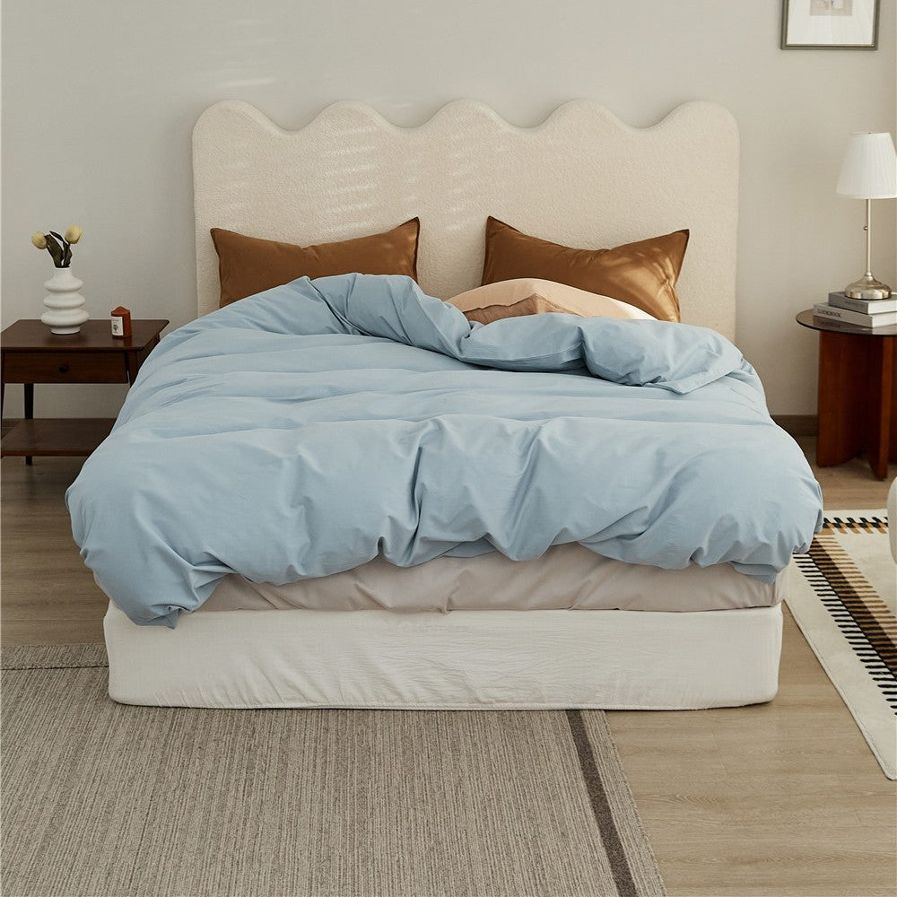 Reversible Two-Tone Cotton Sateen Duvet Cover Set with Deep-Pocket Fitted Sheet and Pillowcases