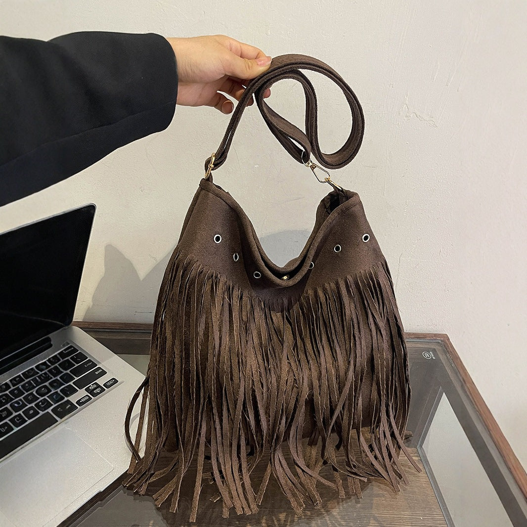 Suede Fringe Crossbody Bag