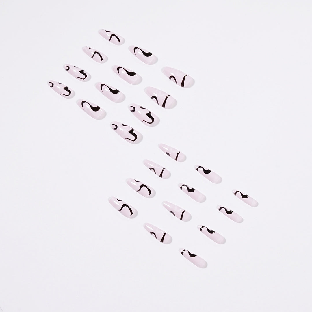 Artful nail extensions with elegant curved patterns Stornfield